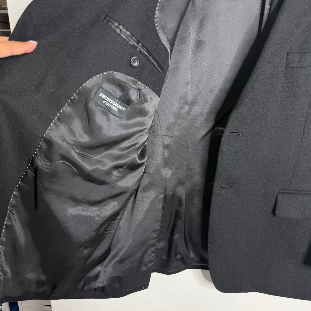 Pronto Uomo Couture Wool Silk Cashmere‎ Sport Coat Black Size 46 Business Casual